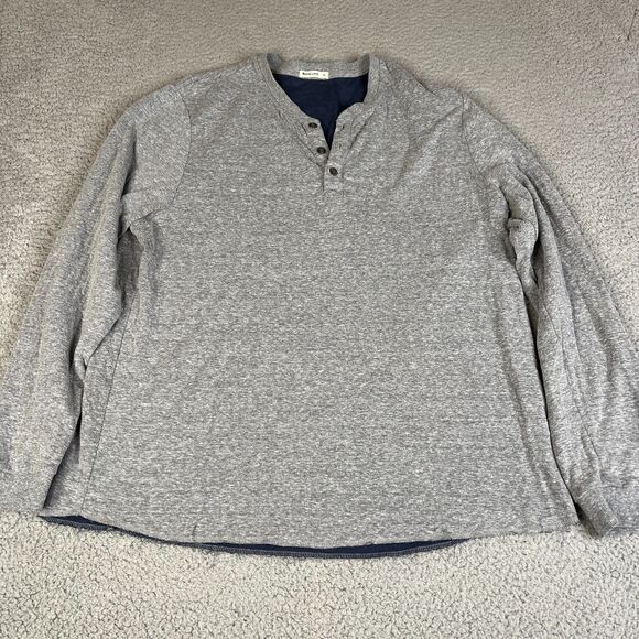 Marine Layer Henley Shirt Mens XL Gray Heathered Long Sleeve Double Knit - Picture 1 of 11